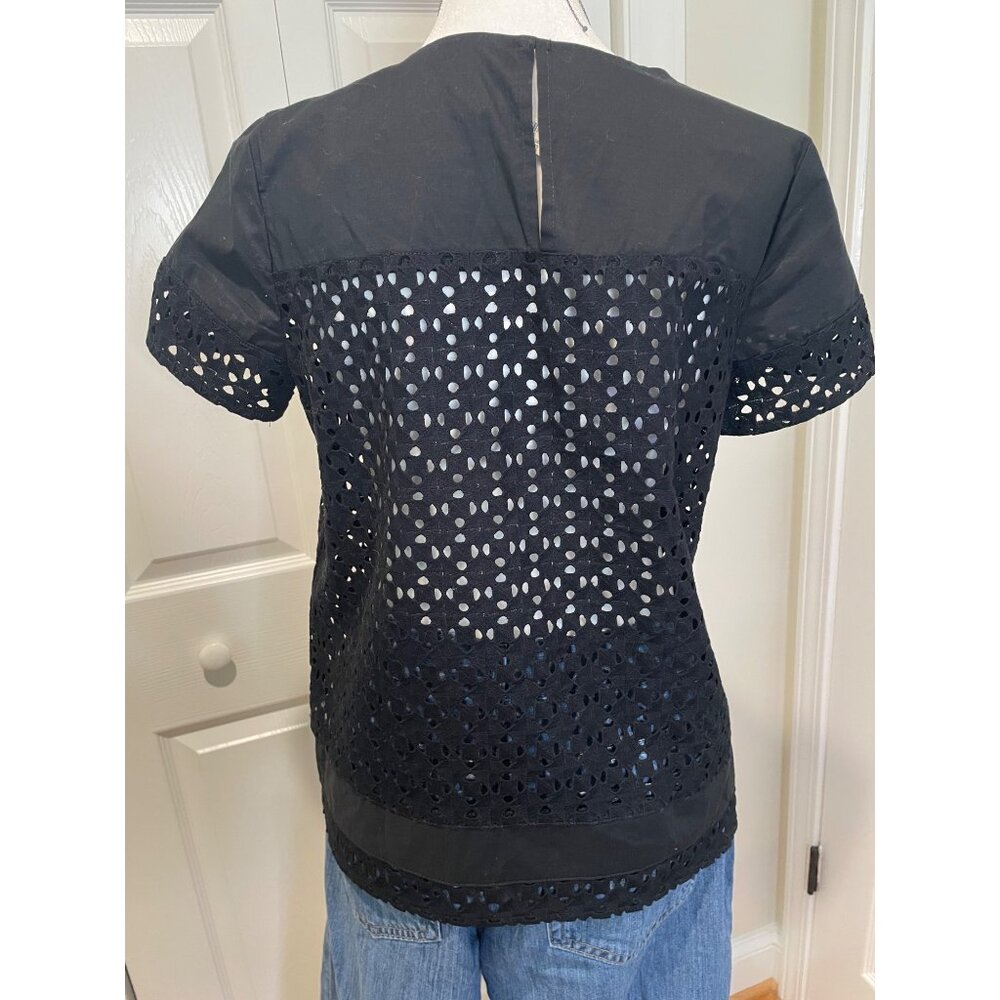 Madewell Womens Eyelet Top Size S Sheer Romantic Dainty Capsule Parisian Sleek - Picture 6 of 12